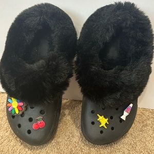 COPY - Black fur lined Crocs